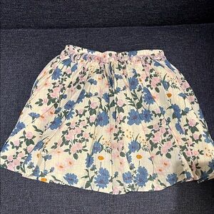 Pink Chicken Floral Pleated Allie Skirt in Cream and Blue